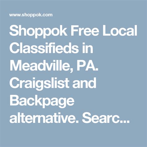 meadville > community events for sale gigs housing jobs resumes services > all apartments housing for rent housing swap office & commercial parking & storage real estate - by broker real estate - by owner rooms & shares sublets & temporary vacation rentals wanted apts wanted real estate wanted roomshare wanted sublettemp office. . Meadville pa craigslist